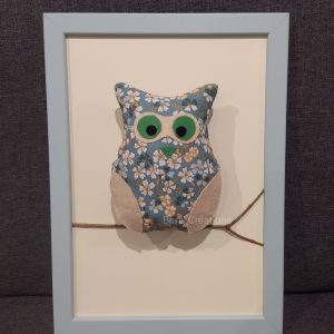 Cadre hibou en tissu vert