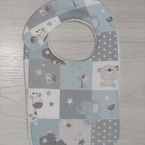 Bavoir 6-12 mois gris motif animaux