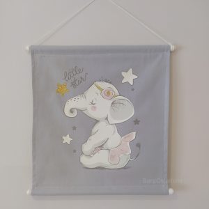 Affiche murale / poster tissu éléphant sur fond gris