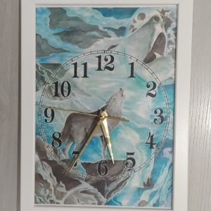 Horloge cadre loup